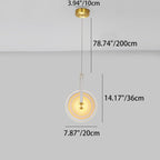 Contemporary Scandinavian Round Iron Leather Glass LED Pendant Light For Bedroom
