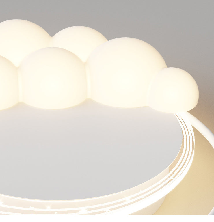 Contemporary Creative Cartoon Kids Rocket Arc Cloud Iron Resin LED Flush Mount Ceiling Light For Bedroom