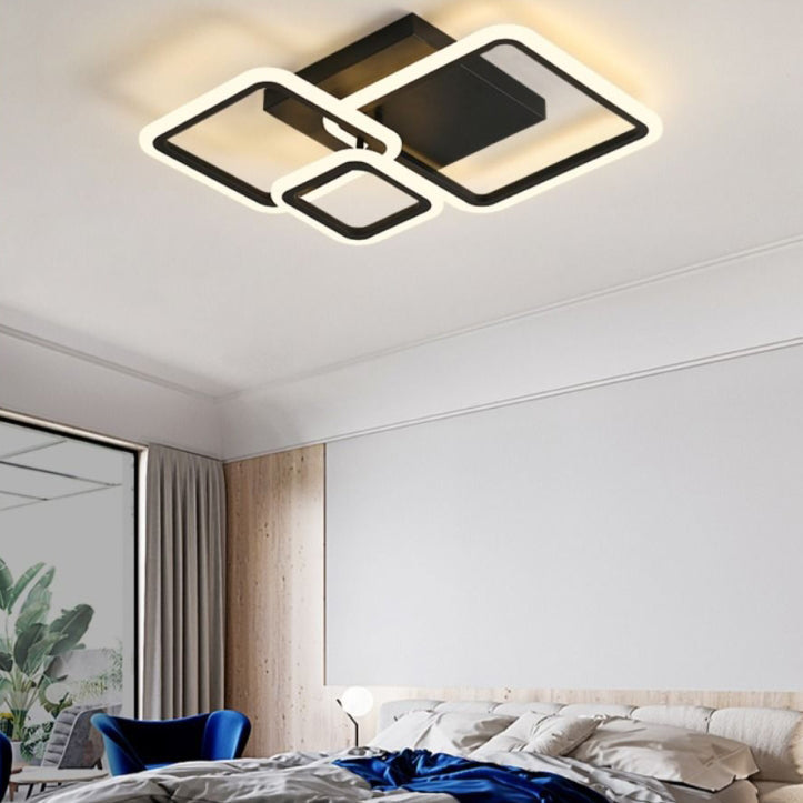 Contemporary Scandinavian Round Square Star Moon Combo Iron Acrylic LED Semi-flush Mount Ceiling Light for Bedroom