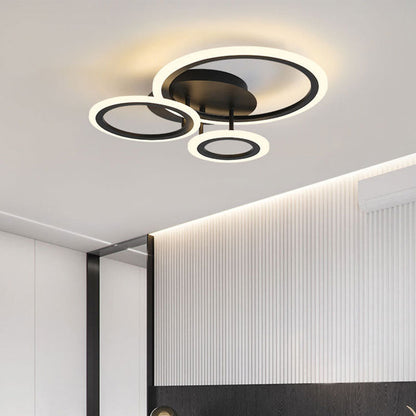 Contemporary Scandinavian Round Square Star Moon Combo Iron Acrylic LED Semi-flush Mount Ceiling Light for Bedroom