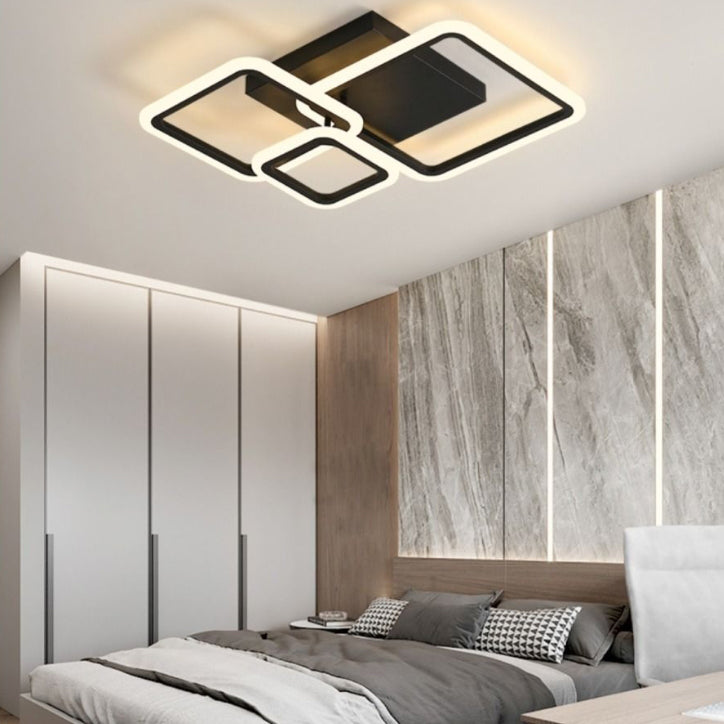 Contemporary Scandinavian Round Square Star Moon Combo Iron Acrylic LED Semi-flush Mount Ceiling Light for Bedroom