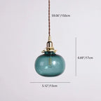 Traditional Vintage Oval Copper Glass 1-light Pendant Light for Bedroom BulbSquare