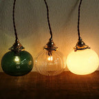 Traditional Vintage Oval Copper Glass 1-light Pendant Light for Bedroom BulbSquare