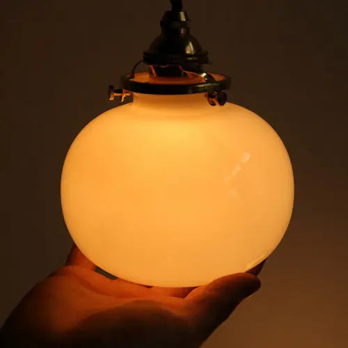 Traditional Vintage Oval Copper Glass 1-light Pendant Light for Bedroom BulbSquare