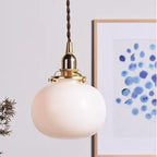 Traditional Vintage Oval Copper Glass 1-light Pendant Light for Bedroom BulbSquare