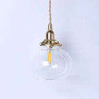 Traditional Vintage Oval Copper Glass 1-light Pendant Light for Bedroom BulbSquare