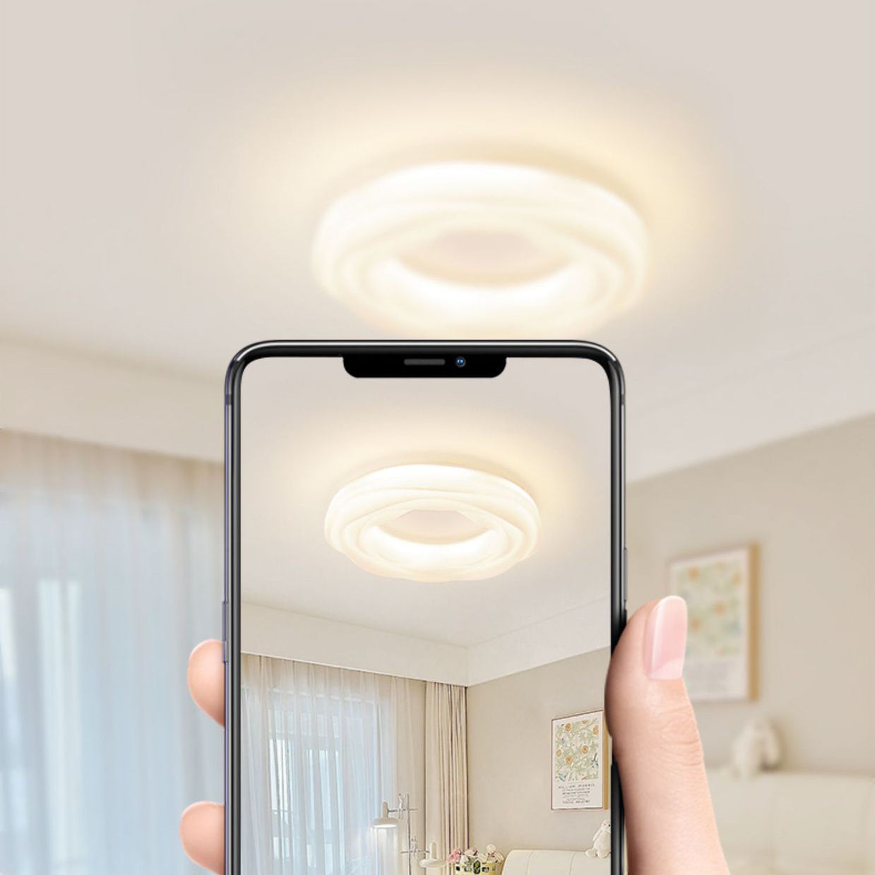 Modern Minimalist Flowers Iron PE LED Flush Mount Ceiling Light For Bedroom