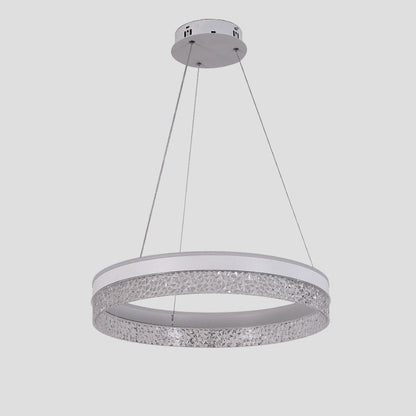 Modern Luxury Circle Hardware Crystal LED Pendant Light For Living Room