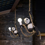 Contemporary Scandinavian Panda Branch Resin Twine 1-Light Pendant Light For Bedroom