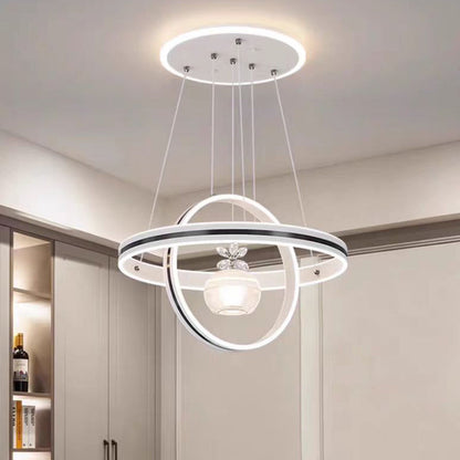 Modern Minimalist Circle Ball Flower Iron Aluminum Acrylic Silicone LED Pendant Light For Living Room