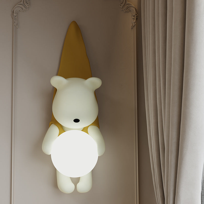 Lumendat Contemporary Creative Cartoon Kids Bear Resin Plastic 1-Light Wall Sconce Lamp For Bedroom Lumendat