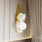 Lumendat Contemporary Creative Cartoon Kids Bear Resin Plastic 1-Light Wall Sconce Lamp For Bedroom Lumendat