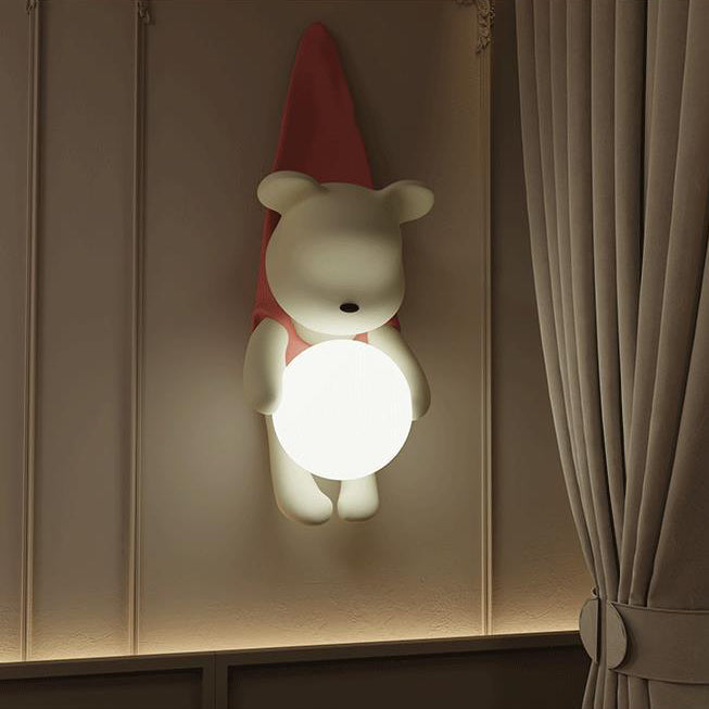 Lumendat Contemporary Creative Cartoon Kids Bear Resin Plastic 1-Light Wall Sconce Lamp For Bedroom Lumendat