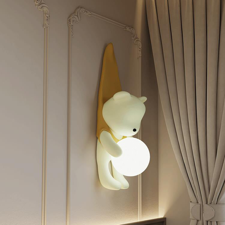 Lumendat Contemporary Creative Cartoon Kids Bear Resin Plastic 1-Light Wall Sconce Lamp For Bedroom Lumendat