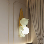 Lumendat Contemporary Creative Cartoon Kids Bear Resin Plastic 1-Light Wall Sconce Lamp For Bedroom Lumendat