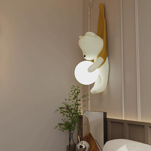 Lumendat Contemporary Creative Cartoon Kids Bear Resin Plastic 1-Light Wall Sconce Lamp For Bedroom Lumendat