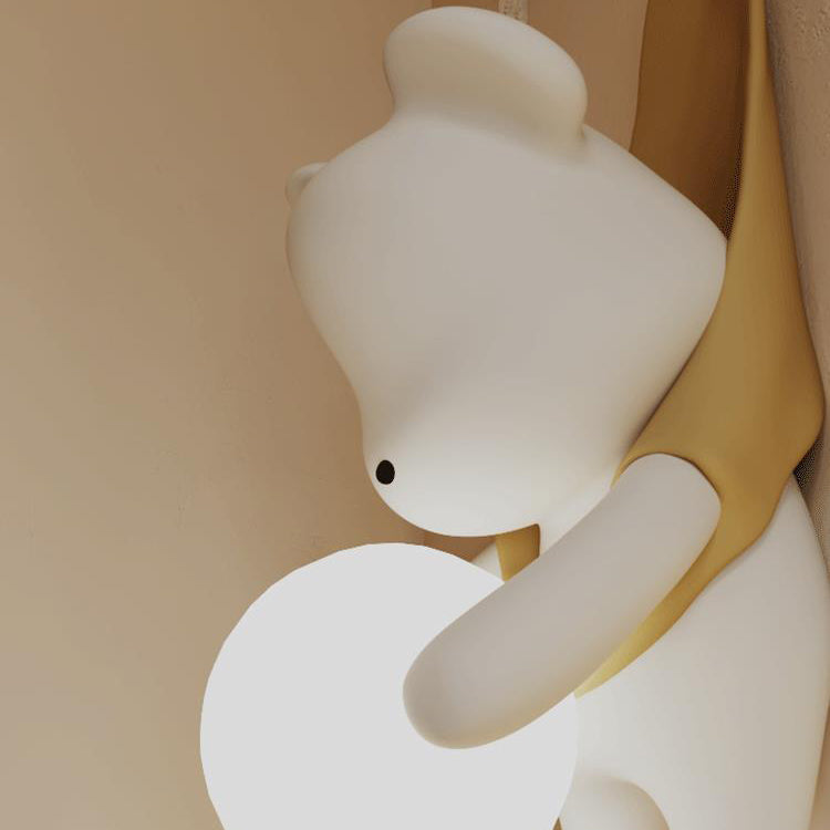 Lumendat Contemporary Creative Cartoon Kids Bear Resin Plastic 1-Light Wall Sconce Lamp For Bedroom Lumendat