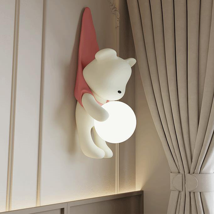 Lumendat Contemporary Creative Cartoon Kids Bear Resin Plastic 1-Light Wall Sconce Lamp For Bedroom Lumendat