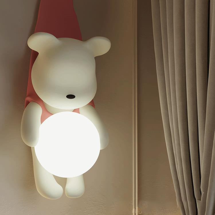 Lumendat Contemporary Creative Cartoon Kids Bear Resin Plastic 1-Light Wall Sconce Lamp For Bedroom Lumendat