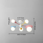 Lumendat Contemporary Creative Macaron Kids Ball Branch Disc Base 5-Light Chandelier For Bedroom Lumendat