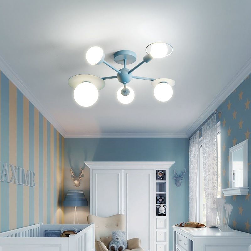Lumendat Contemporary Creative Macaron Kids Ball Branch Disc Base 5-Light Chandelier For Bedroom Lumendat