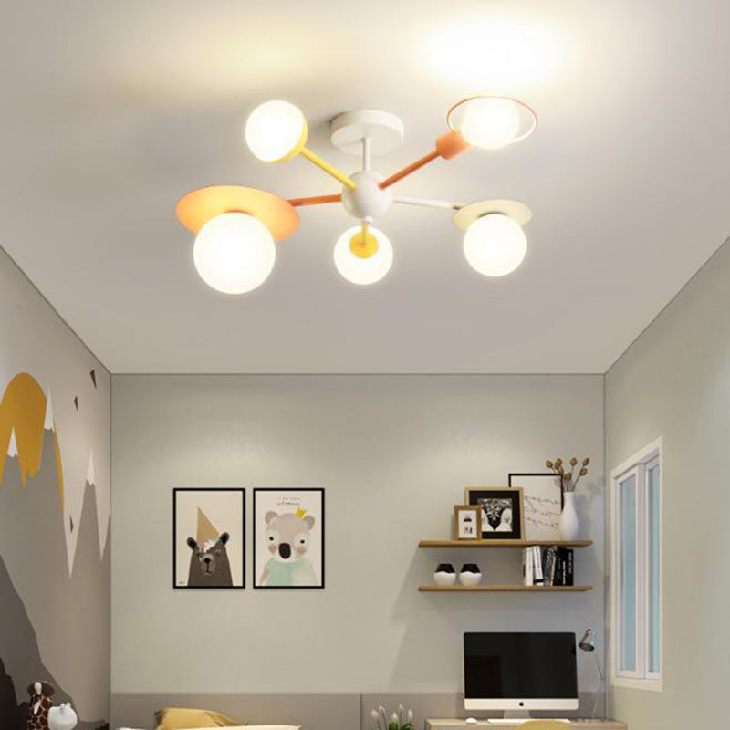 Lumendat Contemporary Creative Macaron Kids Ball Branch Disc Base 5-Light Chandelier For Bedroom Lumendat