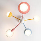 Lumendat Contemporary Creative Macaron Kids Ball Branch Disc Base 5-Light Chandelier For Bedroom Lumendat