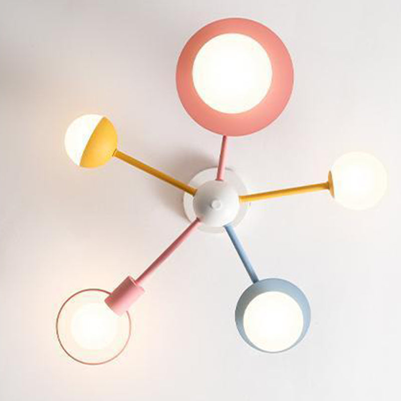 Lumendat Contemporary Creative Macaron Kids Ball Branch Disc Base 5-Light Chandelier For Bedroom Lumendat