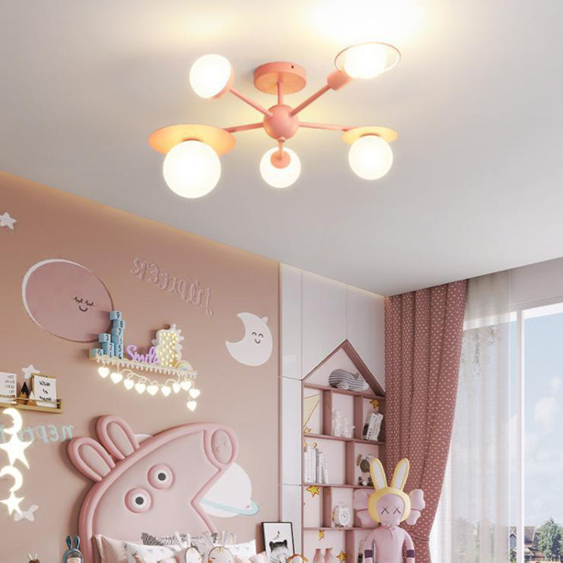 Lumendat Contemporary Creative Macaron Kids Ball Branch Disc Base 5-Light Chandelier For Bedroom Lumendat