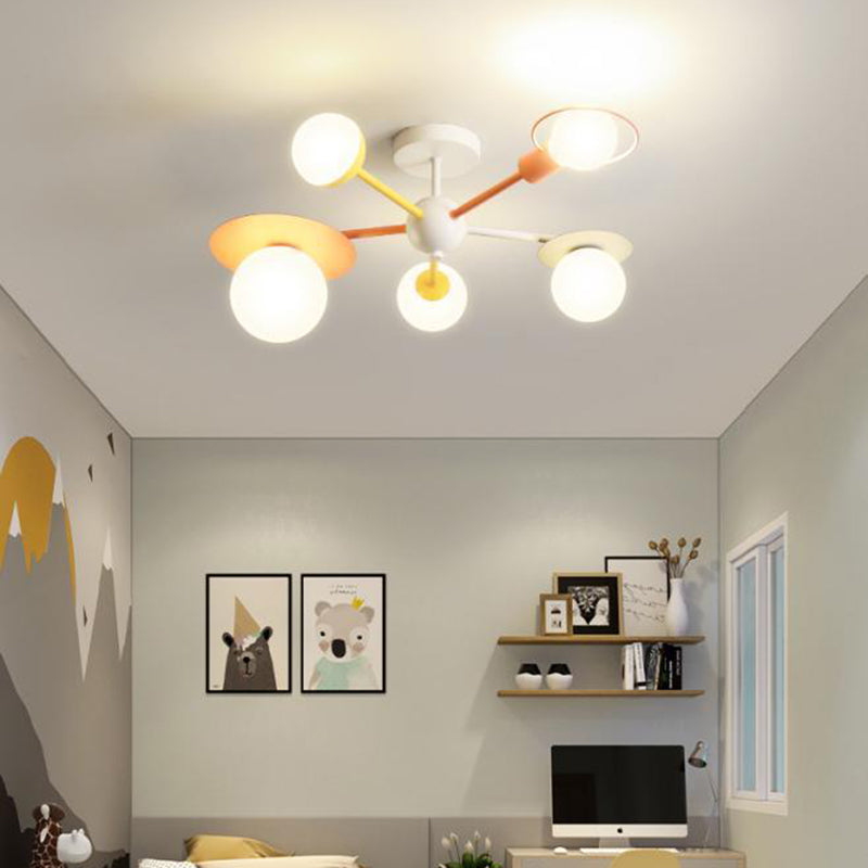 Lumendat Contemporary Creative Macaron Kids Ball Branch Disc Base 5-Light Chandelier For Bedroom Lumendat