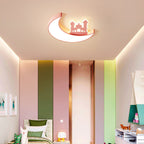 Lumendat Contemporary Creative Moon Acrylic Hardware LED Kids Flush Mount Ceiling Light For Bedroom Lumendat