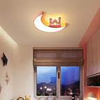 Lumendat Contemporary Creative Moon Acrylic Hardware LED Kids Flush Mount Ceiling Light For Bedroom Lumendat