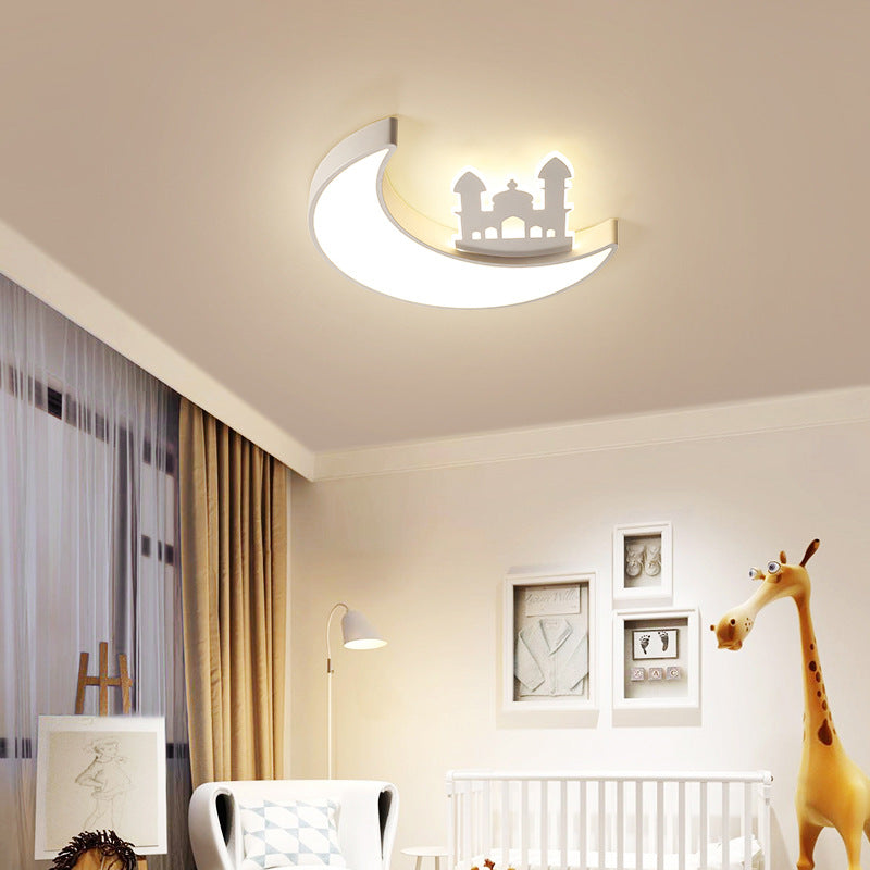 Lumendat Contemporary Creative Moon Acrylic Hardware LED Kids Flush Mount Ceiling Light For Bedroom Lumendat