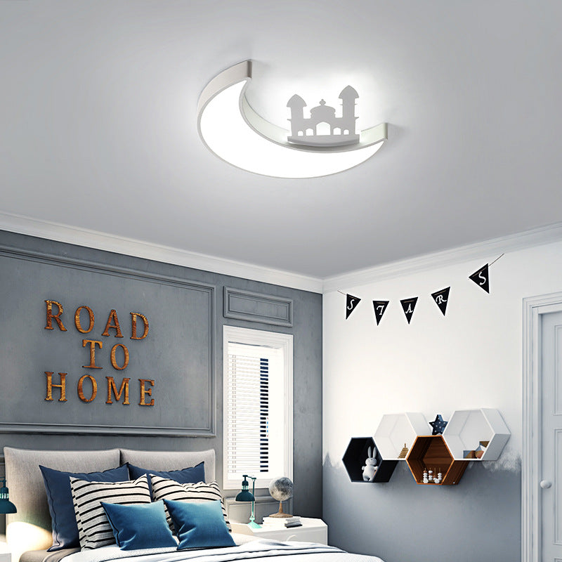 Lumendat Contemporary Creative Moon Acrylic Hardware LED Kids Flush Mount Ceiling Light For Bedroom Lumendat