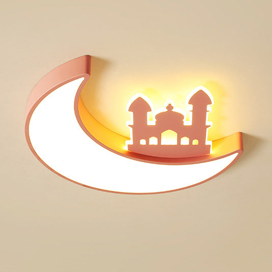 Lumendat Contemporary Creative Moon Acrylic Hardware LED Kids Flush Mount Ceiling Light For Bedroom Lumendat