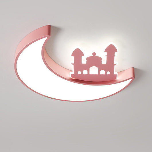 Lumendat Contemporary Creative Moon Acrylic Hardware LED Kids Flush Mount Ceiling Light For Bedroom Lumendat