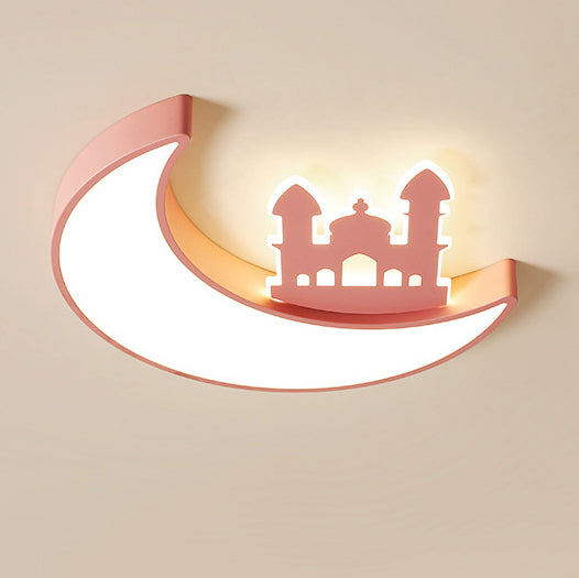 Lumendat Contemporary Creative Moon Acrylic Hardware LED Kids Flush Mount Ceiling Light For Bedroom Lumendat