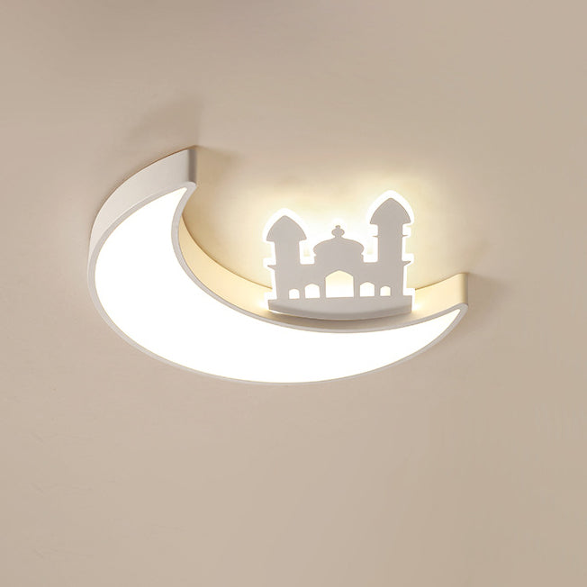 Lumendat Contemporary Creative Moon Acrylic Hardware LED Kids Flush Mount Ceiling Light For Bedroom Lumendat