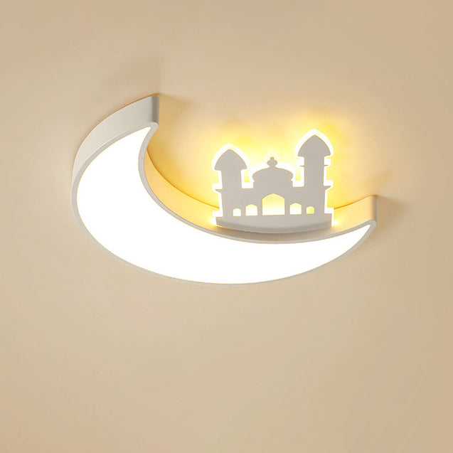 Lumendat Contemporary Creative Moon Acrylic Hardware LED Kids Flush Mount Ceiling Light For Bedroom Lumendat