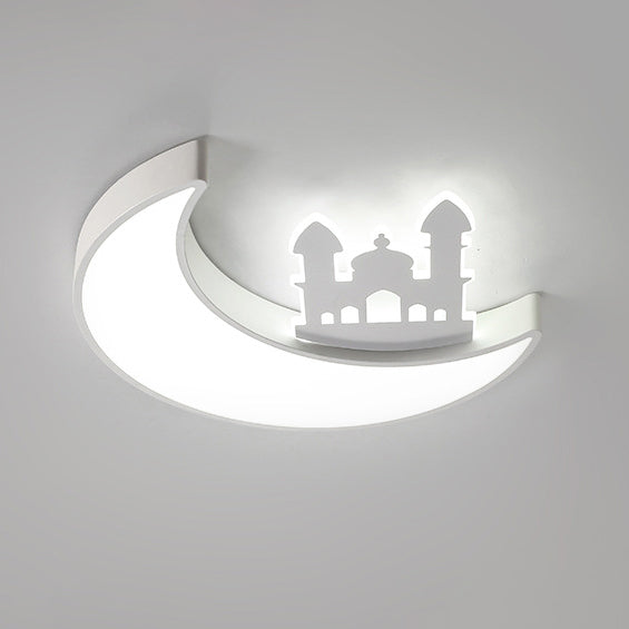 Lumendat Contemporary Creative Moon Acrylic Hardware LED Kids Flush Mount Ceiling Light For Bedroom Lumendat