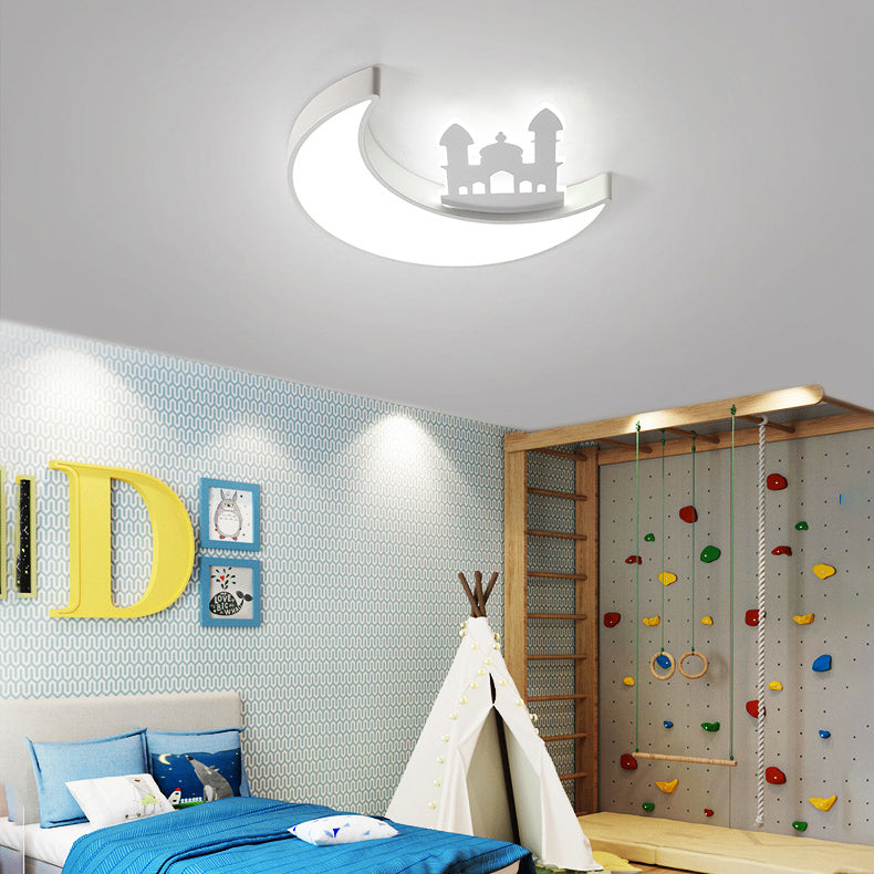 Lumendat Contemporary Creative Moon Acrylic Hardware LED Kids Flush Mount Ceiling Light For Bedroom Lumendat