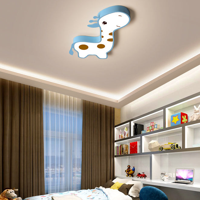 Lumendat Contemporary Creative Animal Deer Acrylic Hardware LED Kids Flush Mount Ceiling Light For Bedroom Lumendat