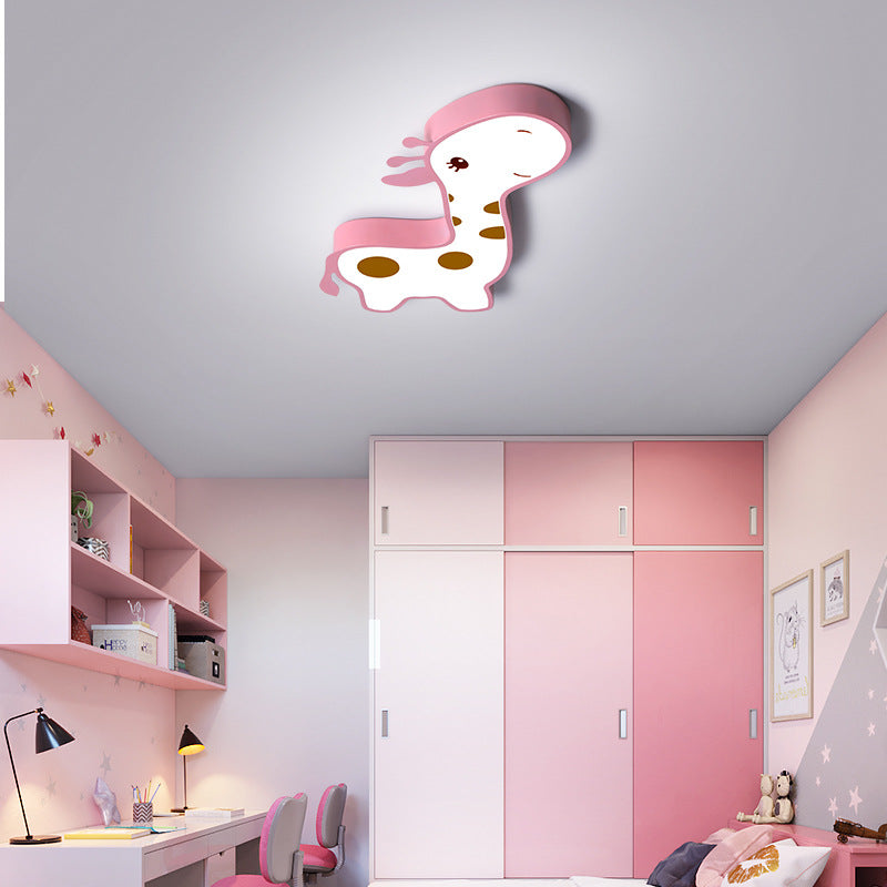 Lumendat Contemporary Creative Animal Deer Acrylic Hardware LED Kids Flush Mount Ceiling Light For Bedroom Lumendat