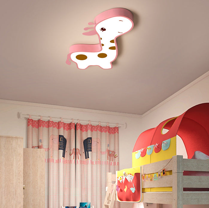 Lumendat Contemporary Creative Animal Deer Acrylic Hardware LED Kids Flush Mount Ceiling Light For Bedroom Lumendat