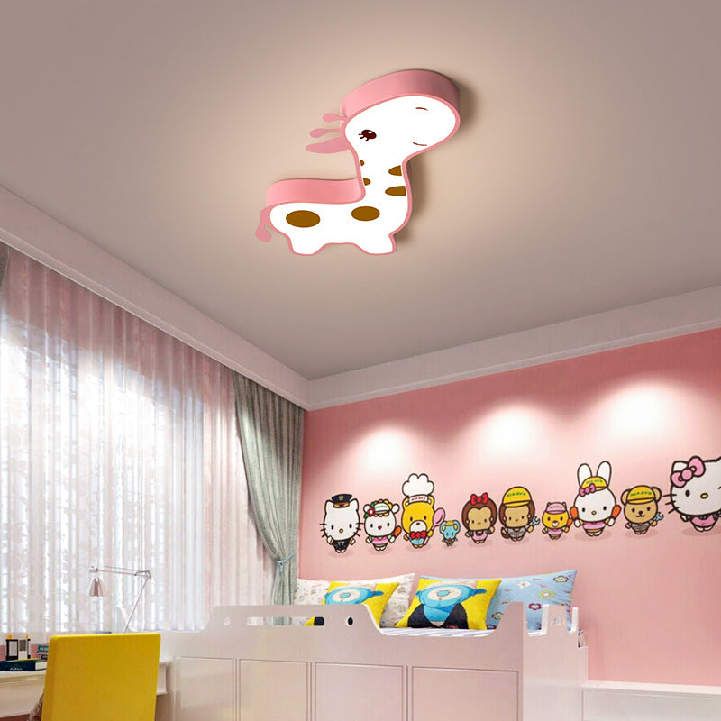 Lumendat Contemporary Creative Animal Deer Acrylic Hardware LED Kids Flush Mount Ceiling Light For Bedroom Lumendat