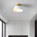 Contemporary Nordic Round Iron 1-Light Semi-Flush Mount Ceiling Light For Bedroom