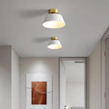 Contemporary Nordic Round Iron 1-Light Semi-Flush Mount Ceiling Light For Bedroom