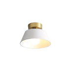Contemporary Nordic Round Iron 1-Light Semi-Flush Mount Ceiling Light For Bedroom