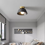 Contemporary Nordic Round Iron 1-Light Semi-Flush Mount Ceiling Light For Bedroom