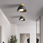Contemporary Nordic Round Iron 1-Light Semi-Flush Mount Ceiling Light For Bedroom